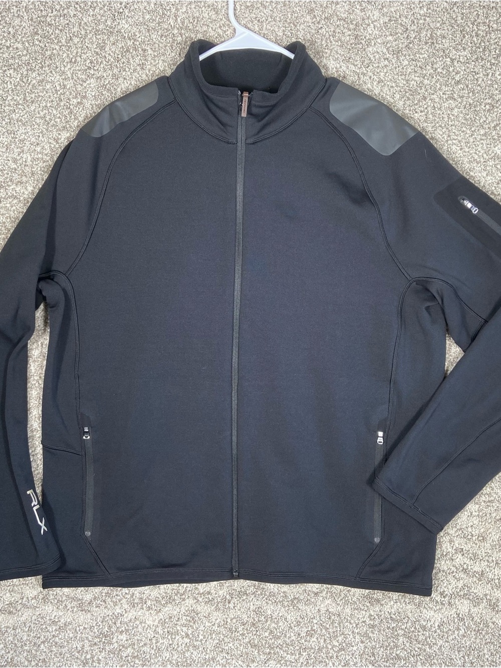 RLX Ralph Lauren Tech Jacket Men's XL Black Full Zip Stretch Fleece Golf